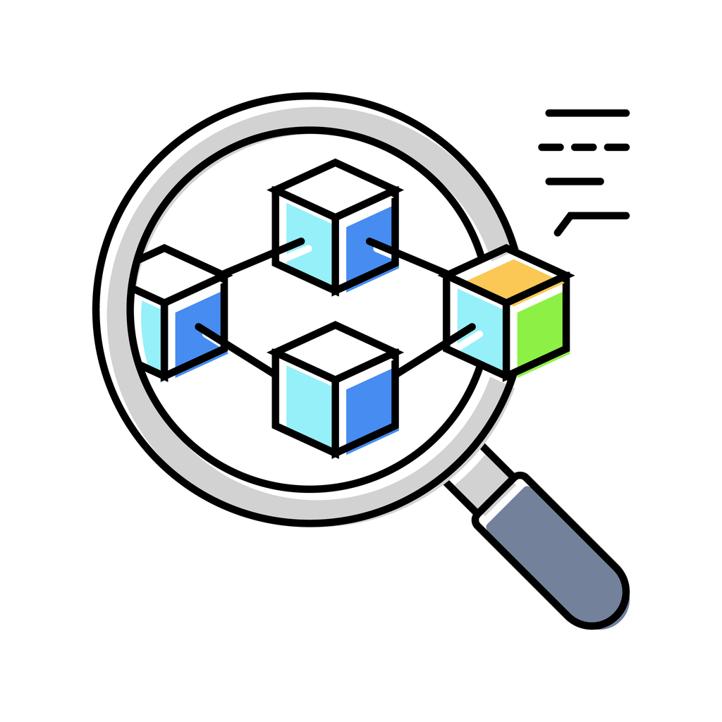 blockchain explorer decentralized application color icon vector. blockchain explorer decentralized application sign. isolated symbol illustration