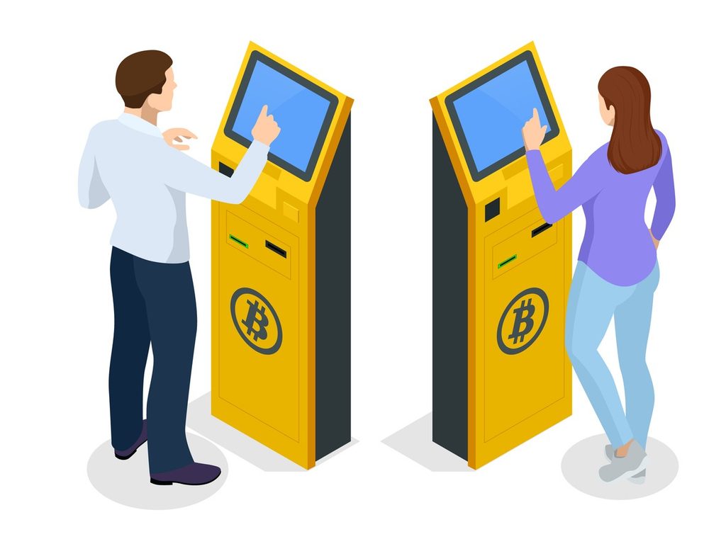 two people at bitcoin atm